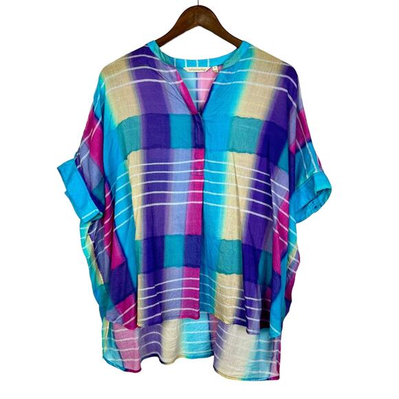 Soft Surroundings | Painterly Plaid Oversized Lightweight Popover Tunic Top - Picture 2 of 11